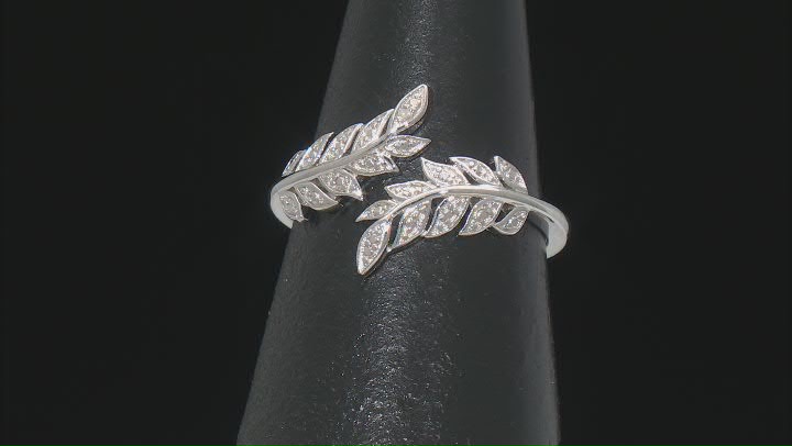 White Diamond Accent Rhodium Over Sterling Silver Bypass Ring Video Thumbnail
