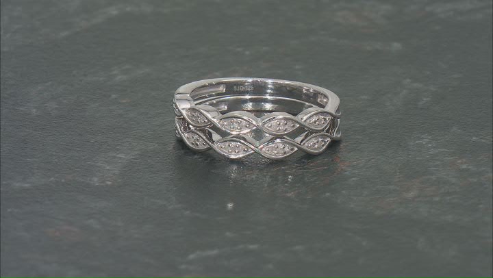 White Diamond Rhodium Over Sterling Silver Set of 3 Crossover Band Rings 0.20ctw Video Thumbnail