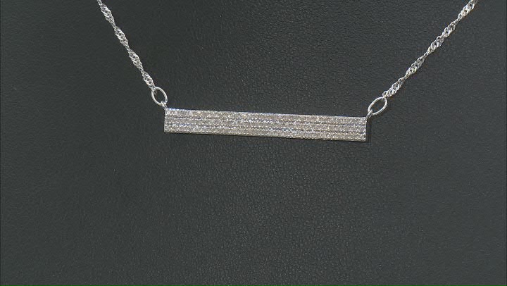 White Diamond Rhodium Over Sterling Silver Bar Necklace 0.25ctw Video Thumbnail
