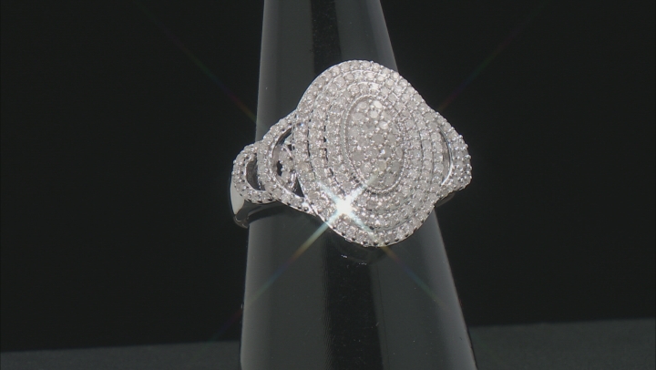 White Diamond Rhodium Over Sterling Silver Cluster Ring 0.75ctw Video Thumbnail