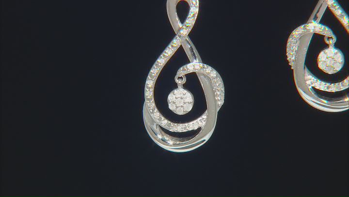 White Diamond Rhodium Over Sterling Silver Treble Clef Dangle Earrings 0.15ctw Video Thumbnail