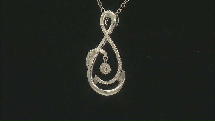 White Diamond Rhodium Over Sterling Silver Treble Clef Pendant With 19" Cable Chain 0.15ctw Video Thumbnail