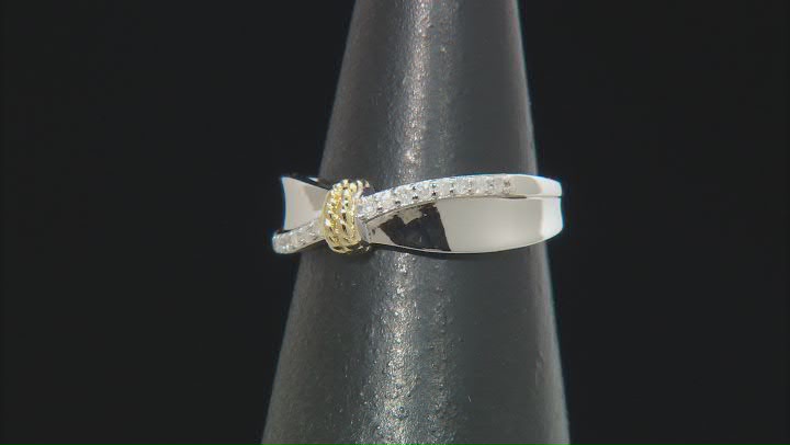 White Diamond Rhodium And 14k Yellow Gold Over Sterling Silver Band Ring 0.15ctw Video Thumbnail
