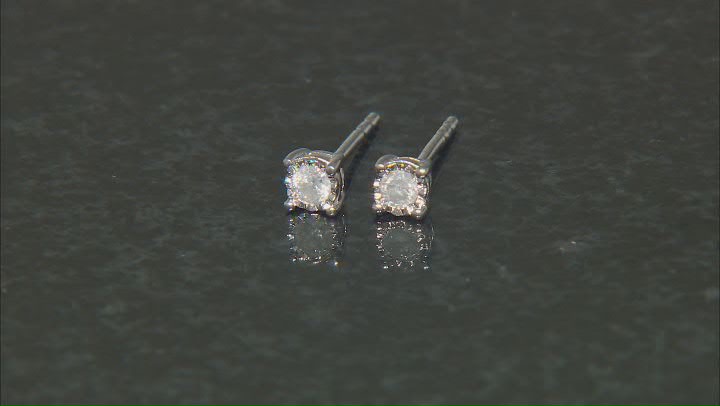 White Diamond Rhodium Over Sterling Silver Stud Earrings 0.10ctw Video Thumbnail