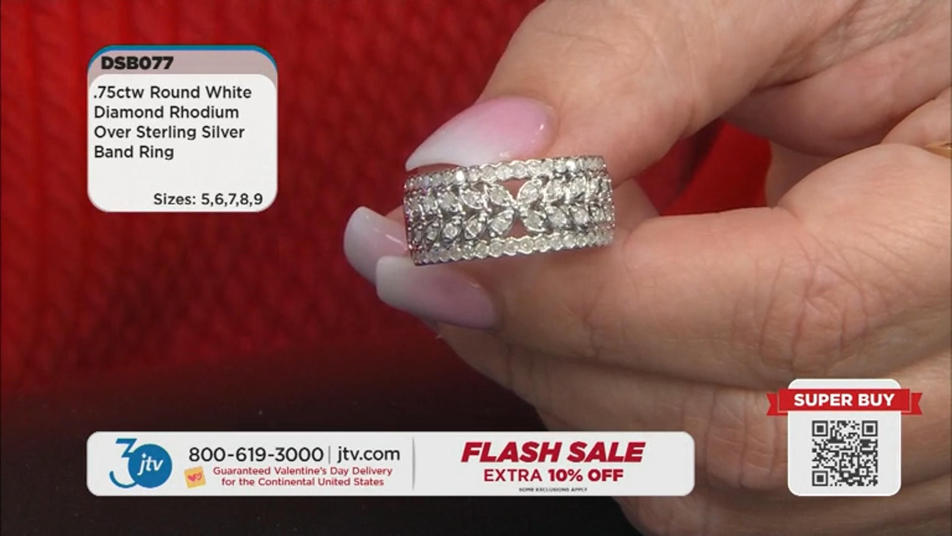 White Diamond Rhodium Over Sterling Silver Band Ring 0.75ctw Video Thumbnail