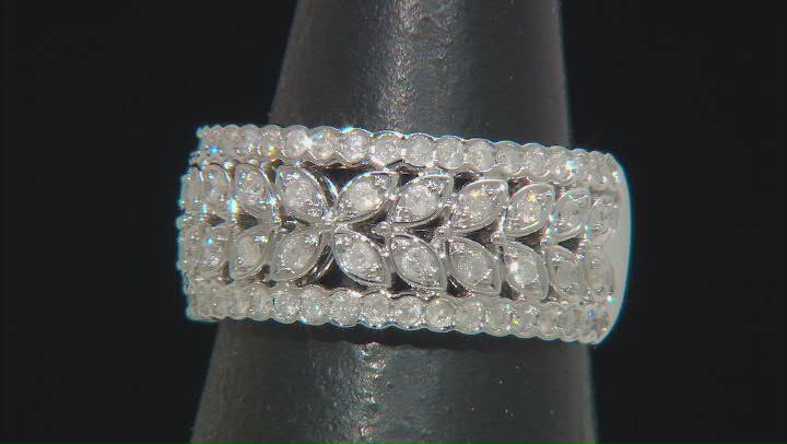 White Diamond Rhodium Over Sterling Silver Band Ring 0.75ctw Video Thumbnail
