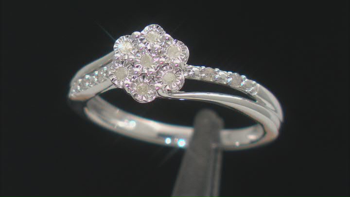 White Diamond Rhodium Over Sterling Silver Cluster Ring 0.10ctw Video Thumbnail