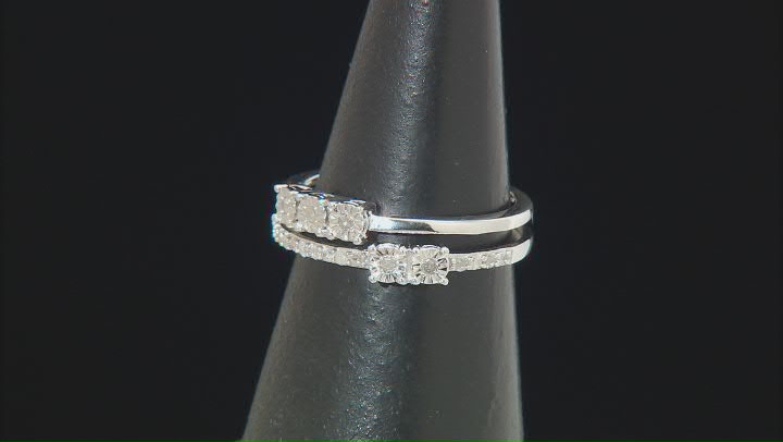 White Diamond Rhodium Over Sterling Silver Band Ring 0.20ctw Video Thumbnail