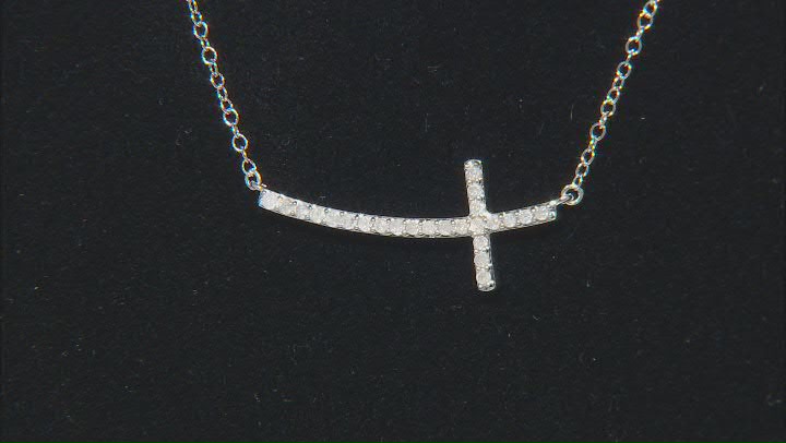 White Diamond Rhodium Over Sterling Silver Cross Necklace 0.25ctw Video Thumbnail