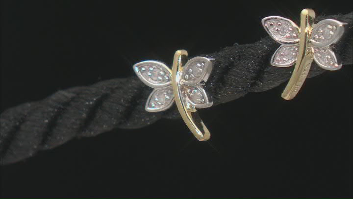 White Diamond Accent Rhodium And 18k Yellow Gold Over Sterling Silver Dragonfly Stud Earrings Video Thumbnail