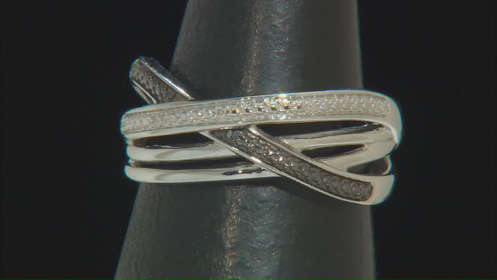 Black And White Diamond Accent Rhodium Over Sterling Silver Crossover Band Ring Video Thumbnail