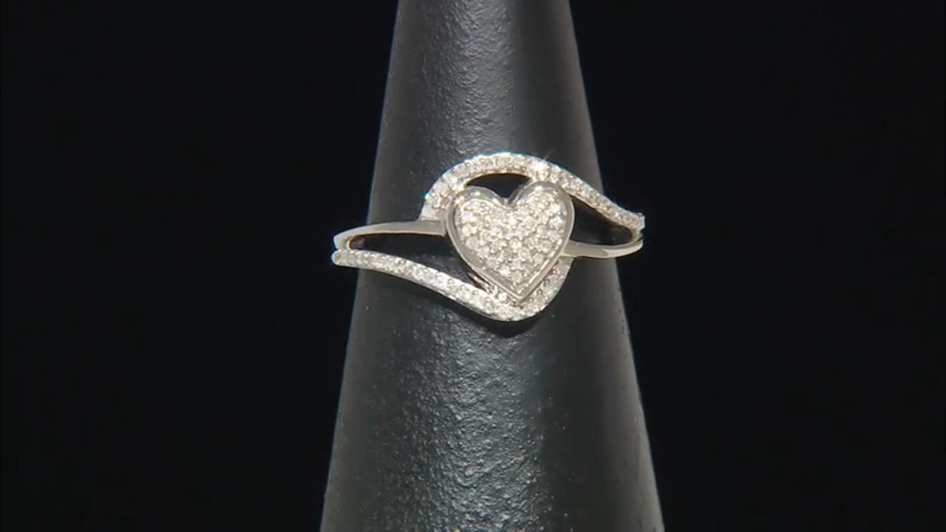 White Diamond Rhodium Over Sterling Silver Cluster Heart Ring 0.25ctw Video Thumbnail