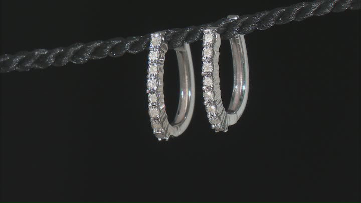 White Diamond Rhodium Over Sterling Silver Stud And Huggie Earring Set 0.15ctw Video Thumbnail