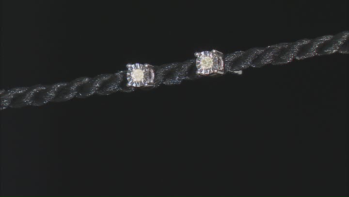 White Diamond Rhodium Over Sterling Silver Stud And Huggie Earring Set 0.15ctw Video Thumbnail