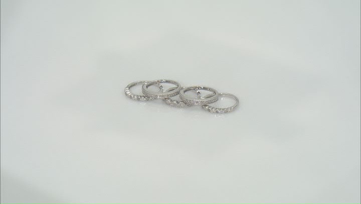 White Diamond Rhodium Over Sterling Silver Set of 5 Stackable Band Rings 0.45ctw Video Thumbnail