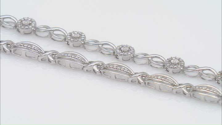 Set Of 2 White Diamond Accent Rhodium Over Sterling Silver Bracelets Video Thumbnail