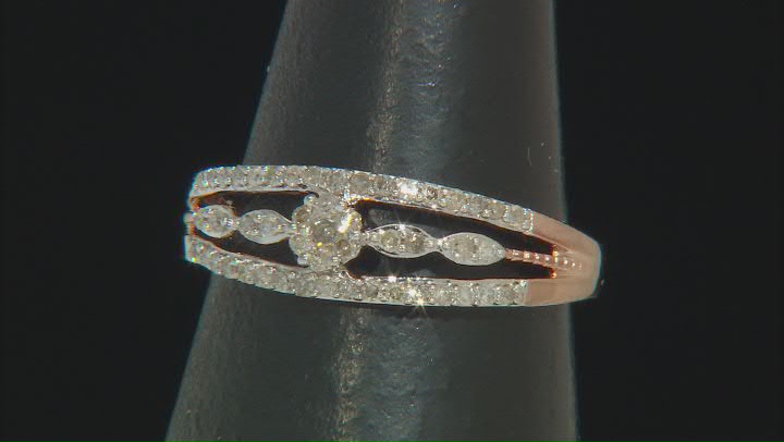 White Diamond 14k Rose Gold Over Sterling Silver Open Design Ring 0.25ctw Video Thumbnail
