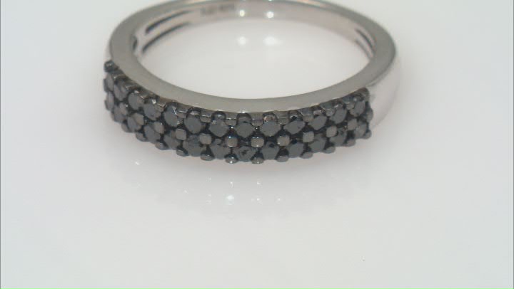 Black Diamond Rhodium Over Sterling Silver Band Ring 0.60ctw Video Thumbnail