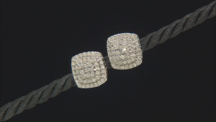 White Diamond Rhodium Over Sterling Silver Cluster Earrings 1.00ctw Video Thumbnail