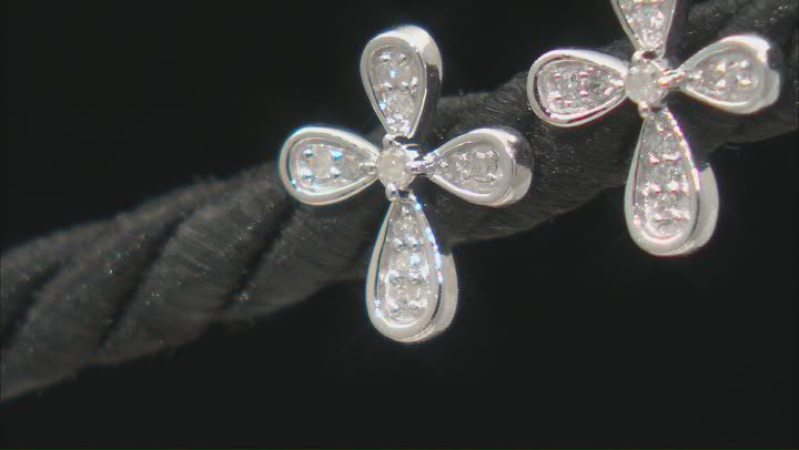 White Diamond Rhodium Over Sterling Silver Cross Earrings 0.10ctw Video Thumbnail