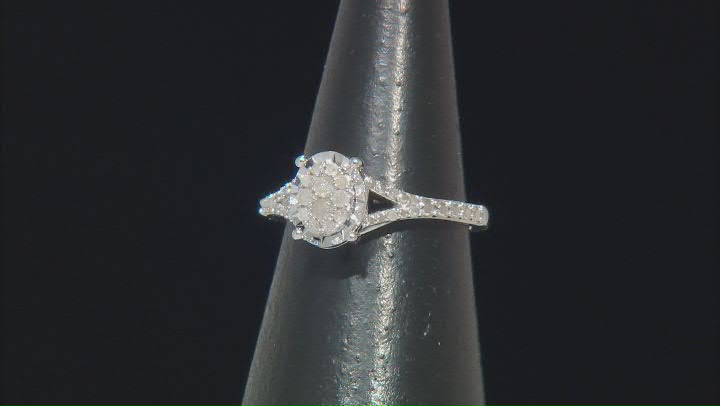 White Diamond Rhodium Over Sterling Silver Cluster Ring 0.20ctw Video Thumbnail