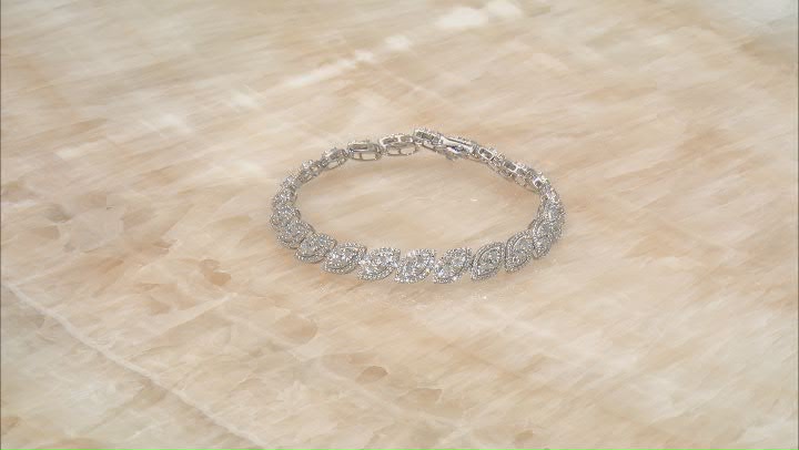 White Diamond Rhodium Over Sterling Silver Tennis Bracelet 1.00ctw Video Thumbnail