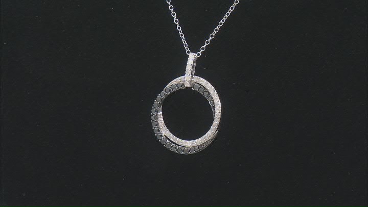 Black And White Diamond Rhodium Over Sterling Silver Pendant With 19" Cable Chain 1.00ctw Video Thumbnail