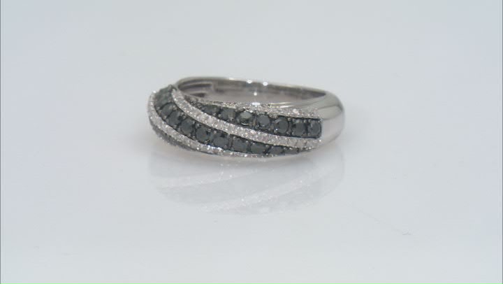 Black And White Diamond Rhodium Over Sterling Silver Wide Band Ring 1.00ctw Video Thumbnail