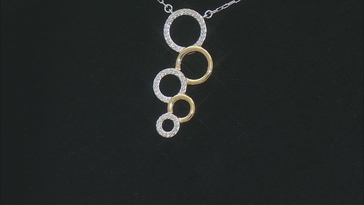 White Diamond Rhodium And 14k Yellow Gold Over Sterling Silver Multi-Circle Necklace 0.10ctw Video Thumbnail