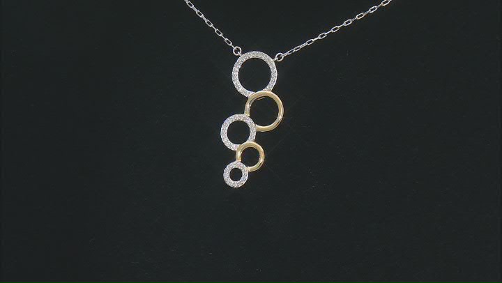 White Diamond Rhodium And 14k Yellow Gold Over Sterling Silver Multi-Circle Necklace 0.10ctw Video Thumbnail