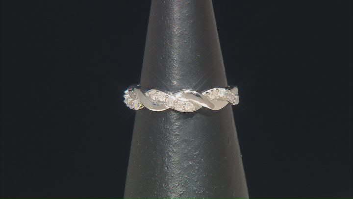 White Diamond Rhodium Over Sterling Silver Crossover Band Ring 0.25ctw Video Thumbnail
