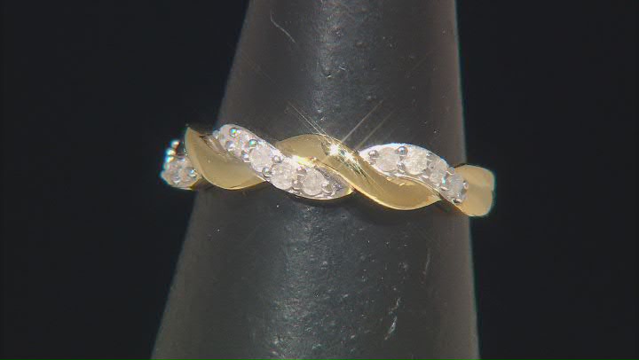 White Diamond 14k Yellow Gold Over Sterling Silver Crossover Band Ring 0.25ctw Video Thumbnail
