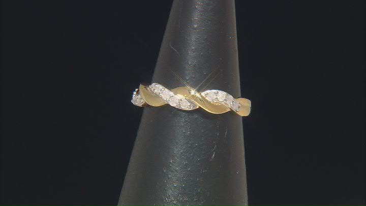 White Diamond 14k Yellow Gold Over Sterling Silver Crossover Band Ring 0.25ctw Video Thumbnail