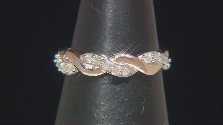 White Diamond 14k Rose Gold Over Sterling Silver Crossover Band Ring 0.25ctw Video Thumbnail