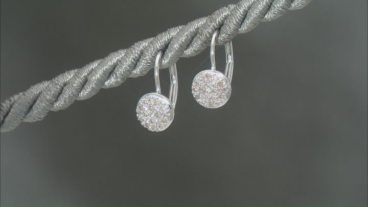 White Diamond Rhodium Over Sterling Silver Cluster Drop Earrings 0.25ctw Video Thumbnail