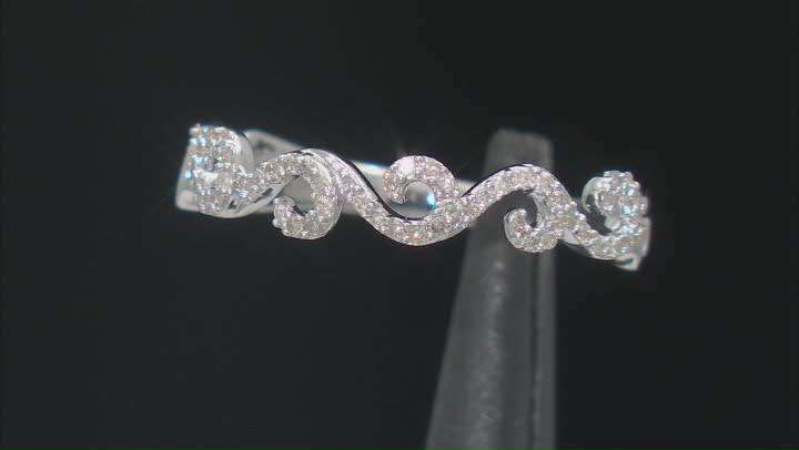 White Diamond Rhodium Over Sterling Silver Wave Band Ring 0.17ctw Video Thumbnail