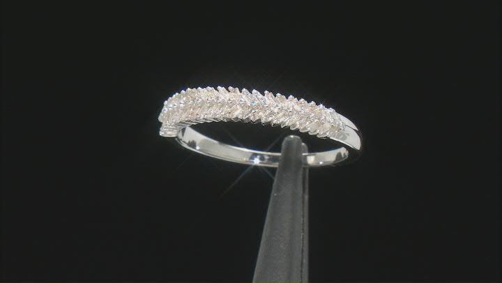 White Diamond Rhodium Over Sterling Silver Band Ring 0.30ctw Video Thumbnail