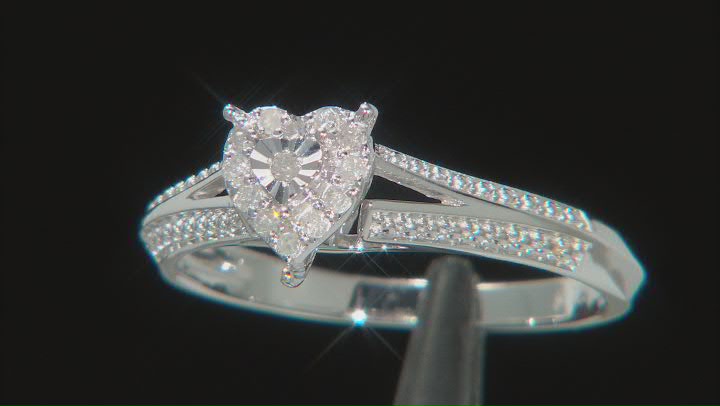 White Diamond Rhodium Over Sterling Silver Promise Ring 0.10ctw Video Thumbnail