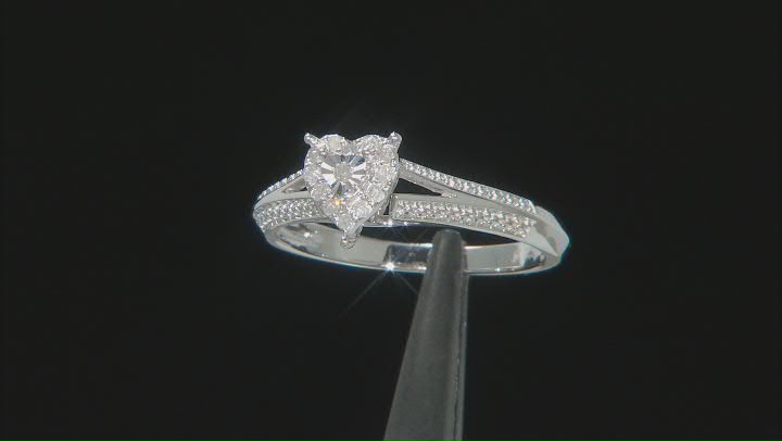 White Diamond Rhodium Over Sterling Silver Promise Ring 0.10ctw Video Thumbnail