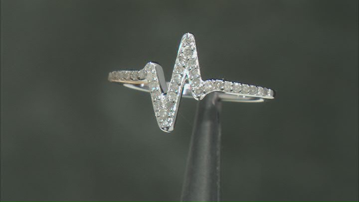 White Diamond Rhodium Over Sterling Silver Heartbeat Ring 0.20ctw Video Thumbnail