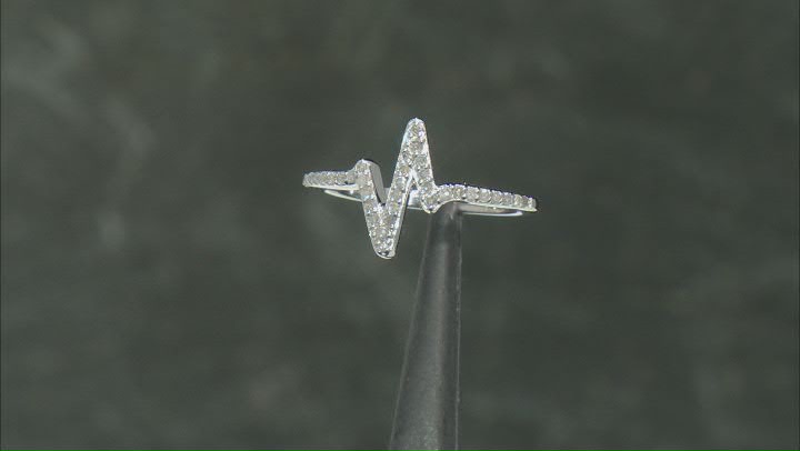 White Diamond Rhodium Over Sterling Silver Heartbeat Ring 0.20ctw Video Thumbnail