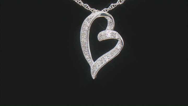White Diamond Rhodium Over Sterling Silver Heart Pendant with Chain 0.15ctw Video Thumbnail
