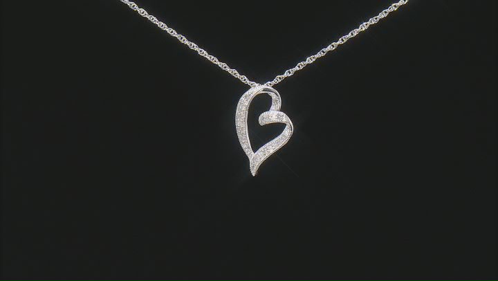 White Diamond Rhodium Over Sterling Silver Heart Pendant with Chain 0.15ctw Video Thumbnail