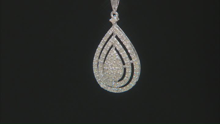 White Diamond Rhodium Over Sterling Silver Cluster Pendant With 18" Cable Chain 0.60ctw Video Thumbnail