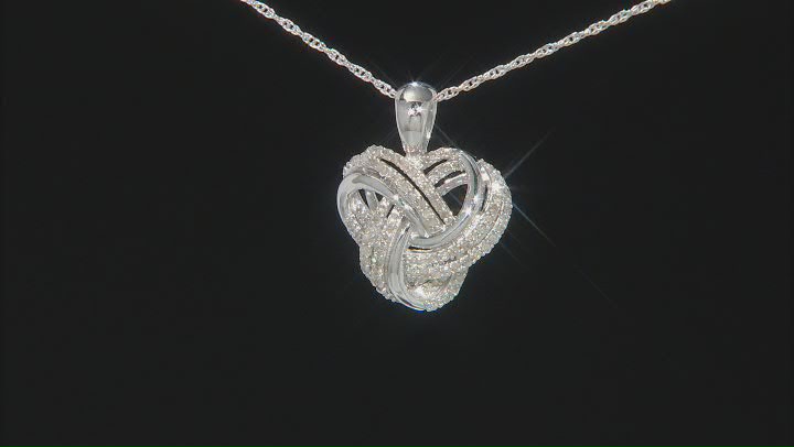 White Diamond Rhodium Over Sterling Silver Cluster Pendant With 18" Rope Chain 0.45ctw Video Thumbnail