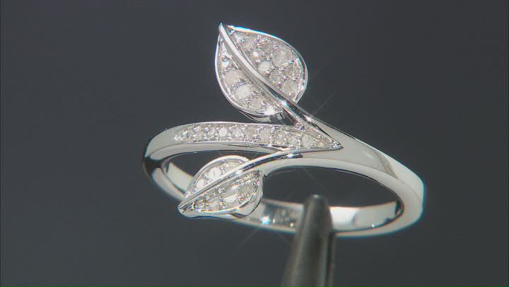 White Diamond Rhodium Over Sterling Silver Leaf Cluster Ring 0.15ctw Video Thumbnail