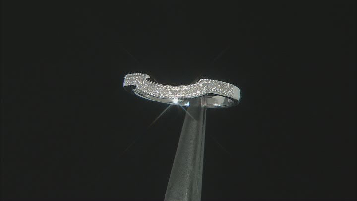 Champagne And White Diamond Platinum Over Sterling Silver Set of 2 Rings 0.70ctw Video Thumbnail
