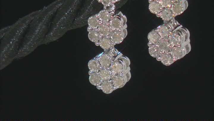 White Diamond Rhodium Over Sterling Silver Dangle Earrings 0.45ctw Video Thumbnail