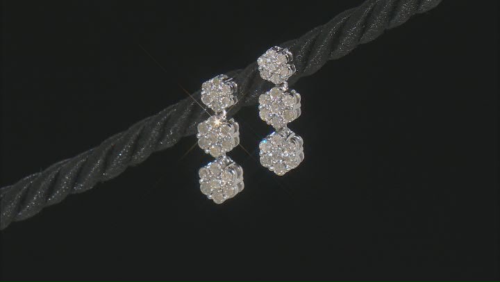 White Diamond Rhodium Over Sterling Silver Dangle Earrings 0.45ctw Video Thumbnail