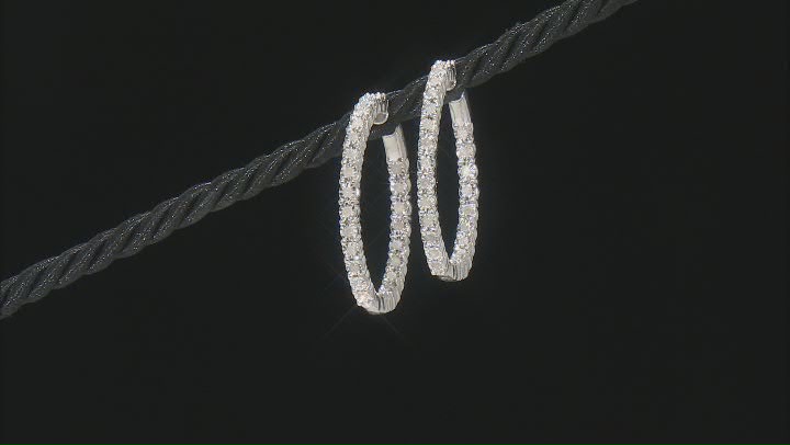 White Diamond Rhodium Over Sterling Silver Inside-Out Hoop Earrings 1.00ctw Video Thumbnail